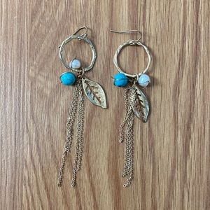 ❤️ Gold Hoop and Charms Long Tassel Earrings